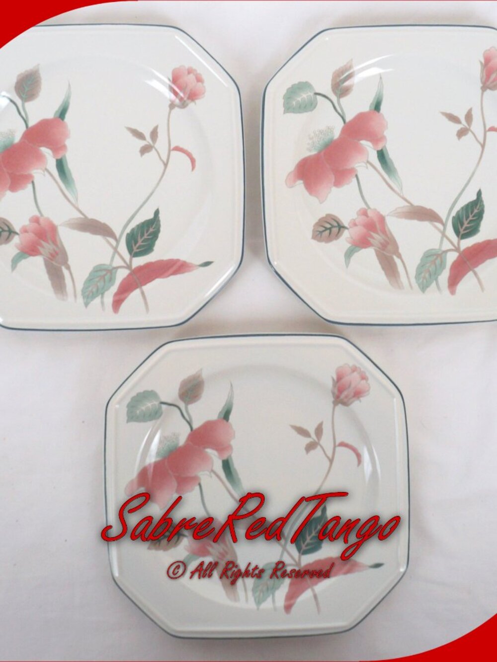 Vintage Mikasa Ceramic Salad Plate Set Of 3 F3003 Silk Flowers